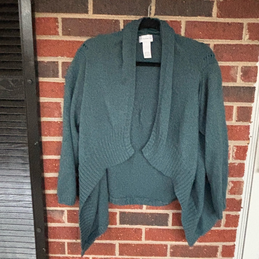 Women’s plus size Soft Surroundings cardigan size 1X green soft cotton classic
